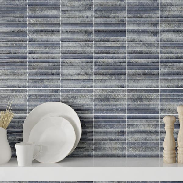 Merola Tile Rubik Azul 5-7/8 in. x 11-3/4 in. Ceramic Wall Tile