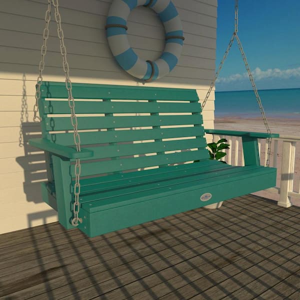 Highwood Riverside 4ft. 2-Person Seaglass Blue Recycled Plastic Porch Swing