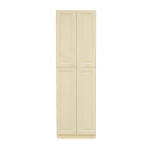 Oxford Creamy White Plywood Raised Panel Stock Assembled Tall Pantry Kitchen Cabinet (30 in. W x 84 in. H x 24 in. D)