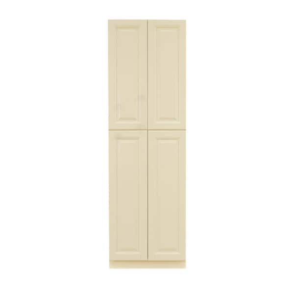 LIFEART CABINETRY Oxford Creamy White Plywood Raised Panel Stock Assembled Tall Pantry Kitchen Cabinet (30 in. W x 84 in. H x 24 in. D)