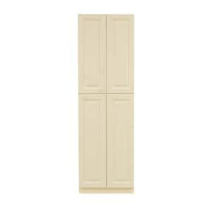 Oxford Creamy White Plywood Raised Panel Stock Assembled Tall Pantry Kitchen Cabinet (30 in. W x 90 in. H x 24 in. D)