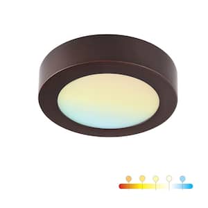 7 in. Round Color Bronze Selectable Integrated LED Flush Mount Downlight