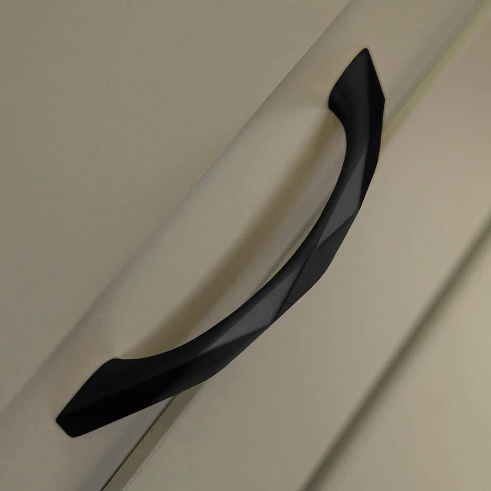 Matte Black Geometric Kitchen Cabinet Handles 5-1/16"
