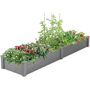 Large 96 in. Natural Wooden Rectangle Outdoor Planter Raised Bed Planter Box for Vegetables and Flower(1-Pack)