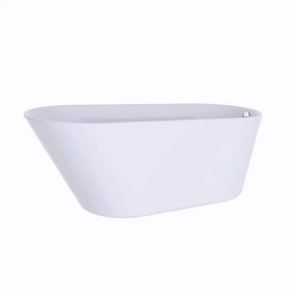 JimsMaison 61 in. x 30 in. Acrylic Freestanding Soaking Bathtub in Glossy White