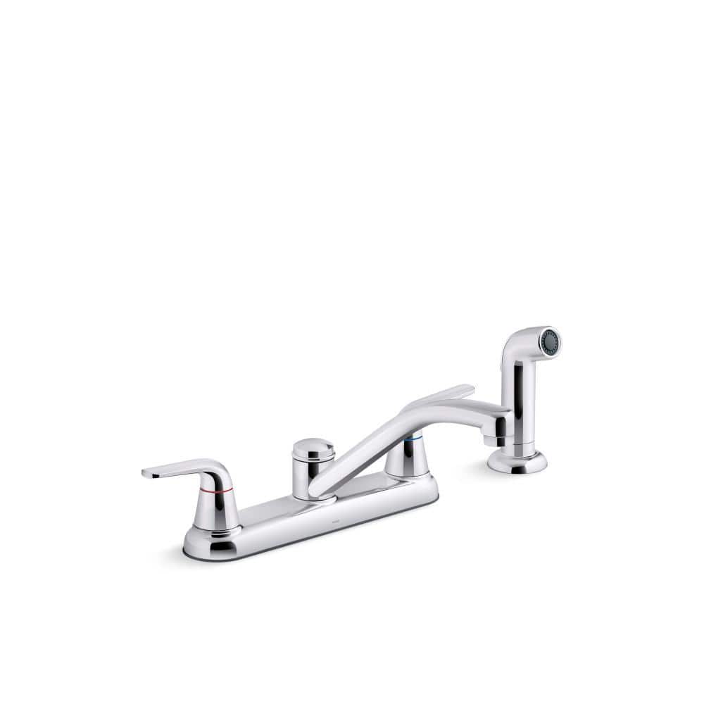 KOHLER Jolt Double Handle Standard Kitchen Faucet with Pull Out Spray ...