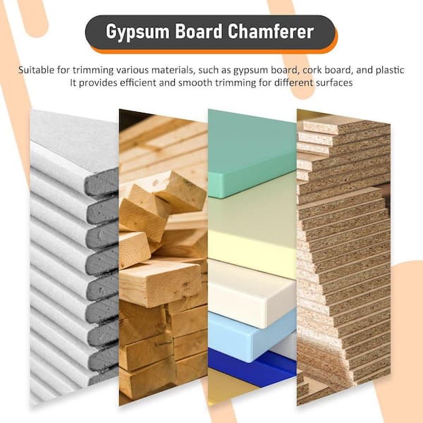 Plasterboard Fast Cutter – 45° & 60° Gypsum Board Chamferer With 10 Blades, Drywall Edger Hand Tool For 90° & 120° Trims, Orange