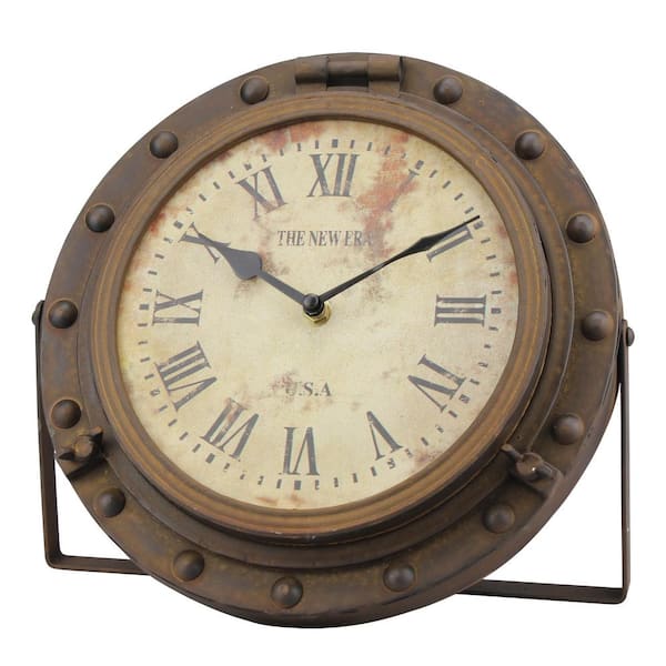 Stonebriar Collection 11 in. x 3 in. Rustic Round Tabletop Clock