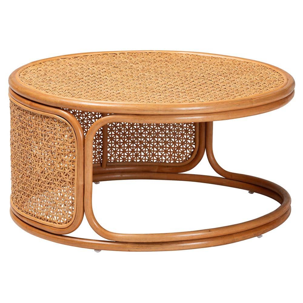 bali & pari Eldon 31.5 in. Honey Round Rattan/Wicker Coffee