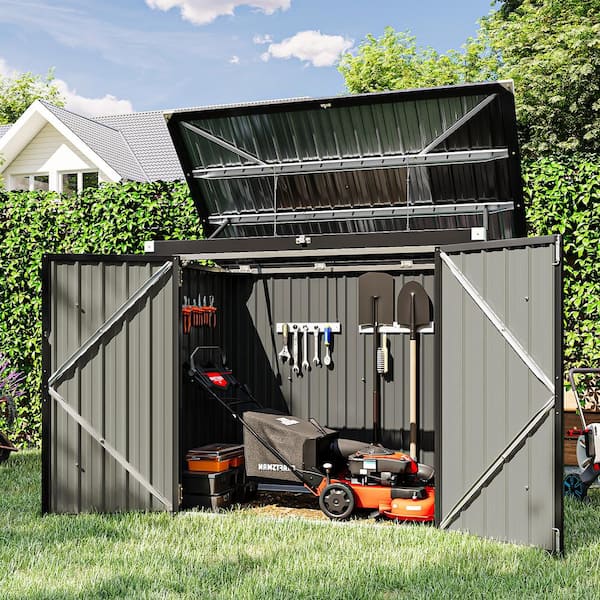 Sizzim 6 ft. x 3 ft. x 4.3 ft. Metal Recycling Storage Shed with ...