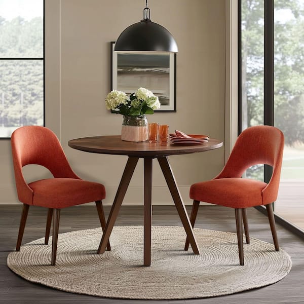 INK+IVY Nola Orange/Dark Brown Dining Chair Set of 2