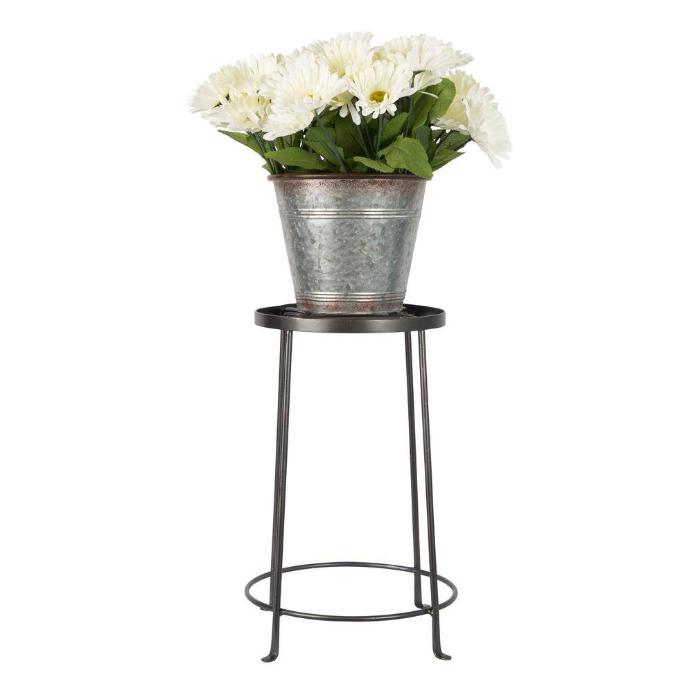 Graphite Wrought Iron Argyle Plant Stand, 18-inch Height