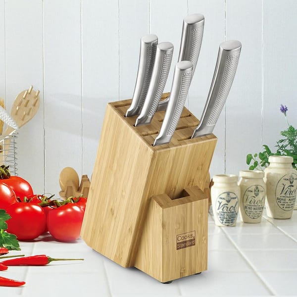 Professional 8-Piece German High Carbon Stainless Steel Kitchen Knife Set,  Premium Forged Full Tang Chef Knives Set with Wood Block
