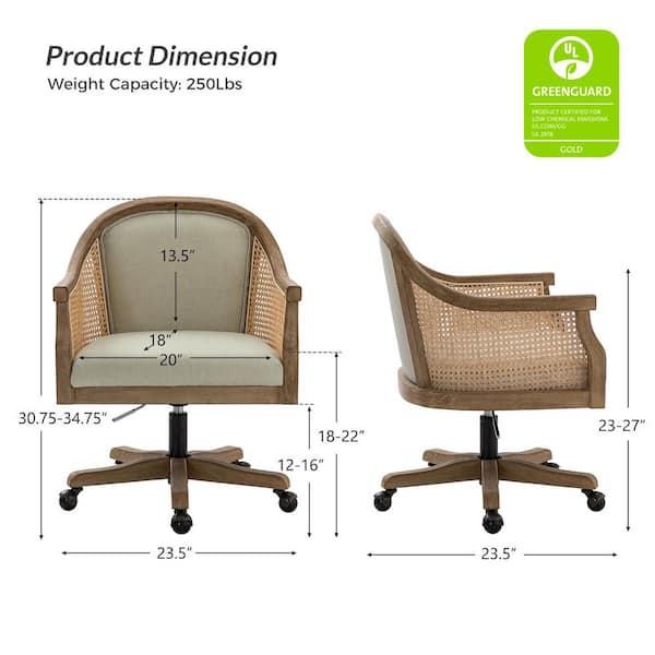 JAYDEN CREATION Cyril Linen Adjustable Height Task Chair with