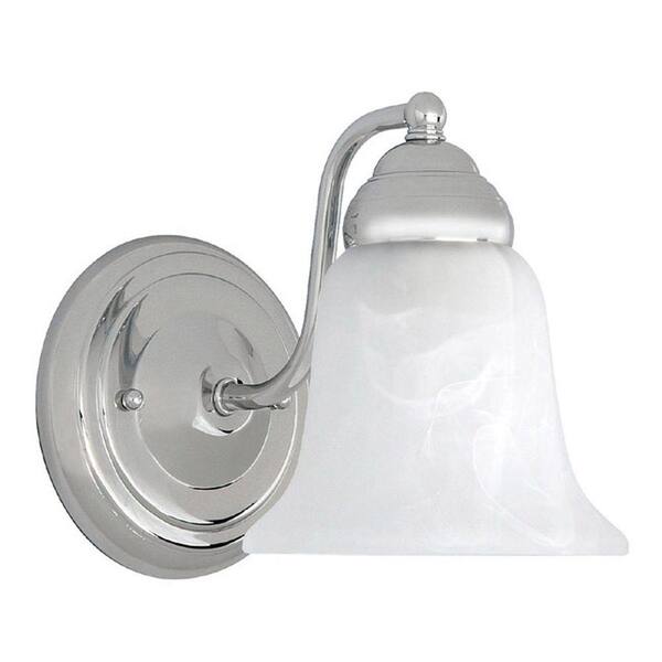 Filament Design 1-Light Chrome Sconce with Faux White Alabaster Glass