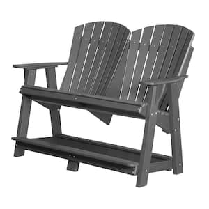 Heritage Dark Gray Plastic Outdoor Double High Adirondack Chair