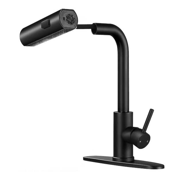 Single Handle 360° Spout Swivel 13 in. H Pull-Down Sprayer Kitchen Faucet with Advanced Spray in Matte Black