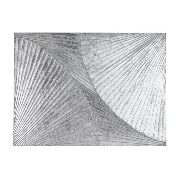 Litton Lane 48 in. x 36 in. Wood Silver Carved Radial Geometric Wall Decor