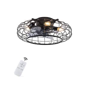 18.5 in. Indoor Black Iron Frame Lampshade 3 Wind Speeds Ceiling Fan with Light Kit and Remote Control