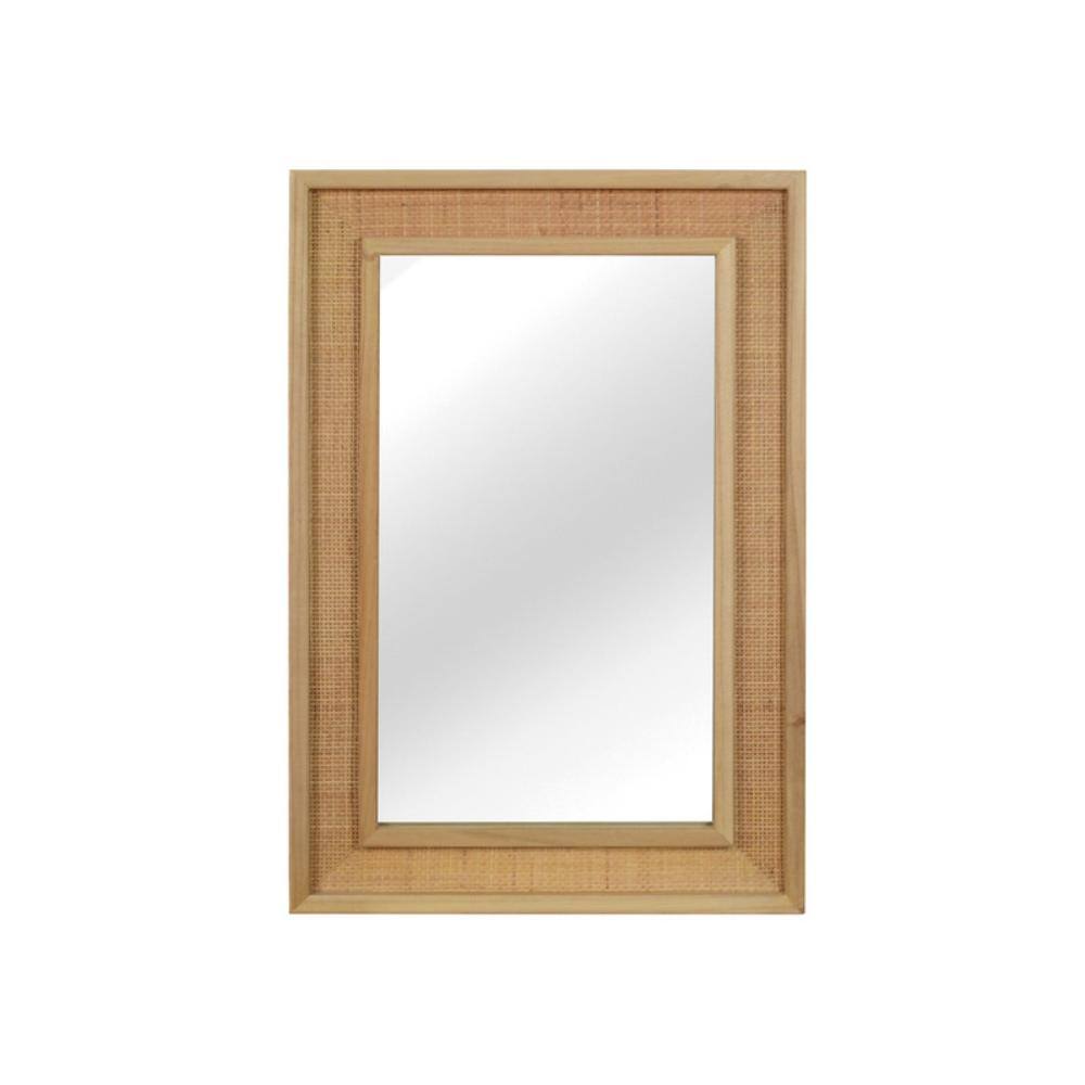 20 x 30 in. Natural Wood Rattan Frame Decorative Wall Mirror with Solid Wood Frame for Vanity Entryway Farmhouse Decor