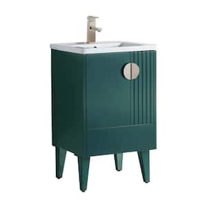 Venezian 20 in. W x 18.11 in. D x 33 in. H Bathroom Vanity Side Cabinet in Green with White Ceramic Top