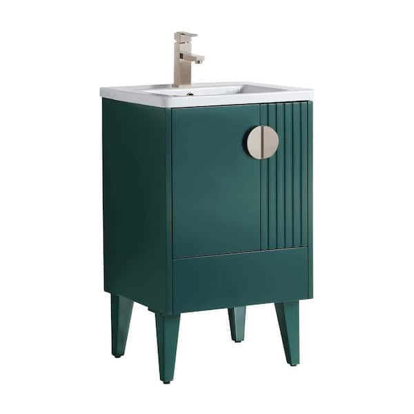 FINE FIXTURES Venezian 20 in. W x 18.11 in. D x 33 in. H Bathroom Vanity Side Cabinet in Green with White Ceramic Top