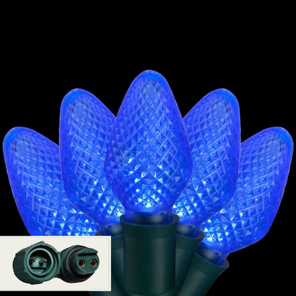 Wintergreen Lighting 24 ft. 25-Light LED Blue Commercial C7 String Lights with Watertight Coaxial Connectors