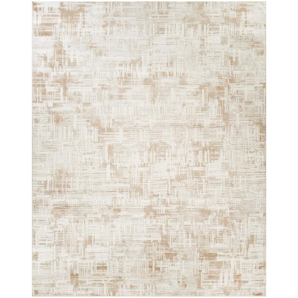 Dekor Ivory Taupe 8 ft. x 10 ft. Geometric Contemporary Area Rug