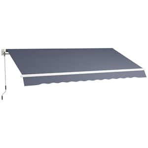8 ft. Aluminum Frame Water-Resistant Fabric Manual Crank Handle Retractable Awning (98.4 in. Projection) in Dark Gray