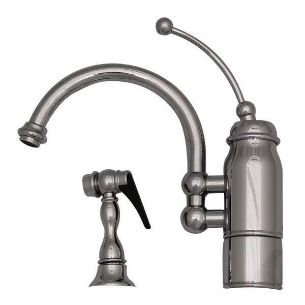 Whitehaus Collection Single-Handle Standard Kitchen Faucet with Side Sprayer in Polished Chrome