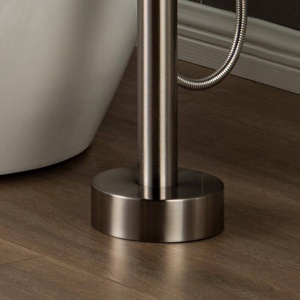 Brushed Nickel Freestanding Tub Filler Faucet with Hand Shower