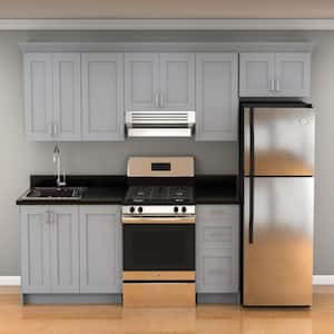Cumberland 120 in. W X 96 in. H X 24 in. D Light Gray Shaker Assembled Kitchen Cabinet Bundle 1