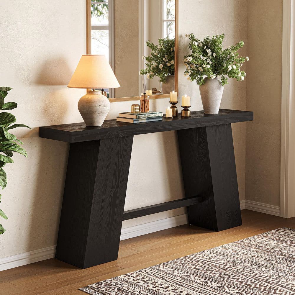 BYBLIGHT Turrella 70.8-Inch Extra Long Black Rectangle Wood Console ...
