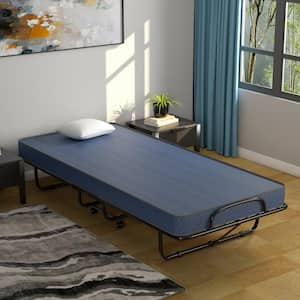 Rollaway Guest Bed with Sturdy Steel Frame and Wheels-Navy