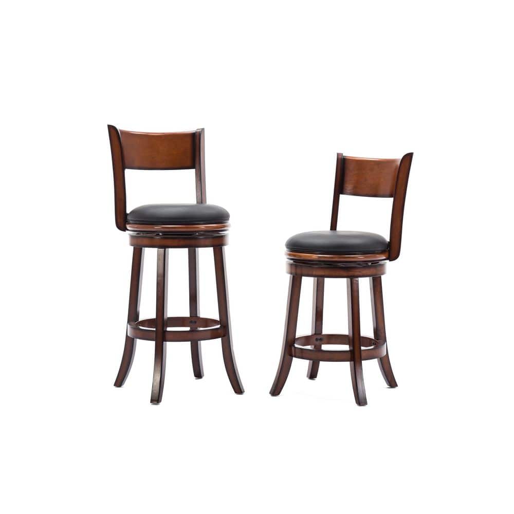 Palmetto 24" Brandy Black Leather Swivel Counter Stool