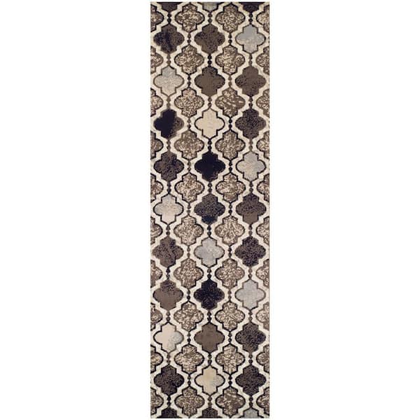 Bernadette Ivory 3 ft. x 8 ft. Loomed Geometric Polypropylene Runner Area Rug