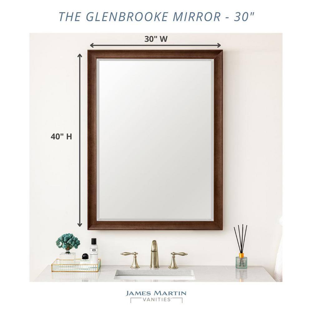 Mid-Century Walnut 40" x 30" Rectangular Wood Bathroom Mirror