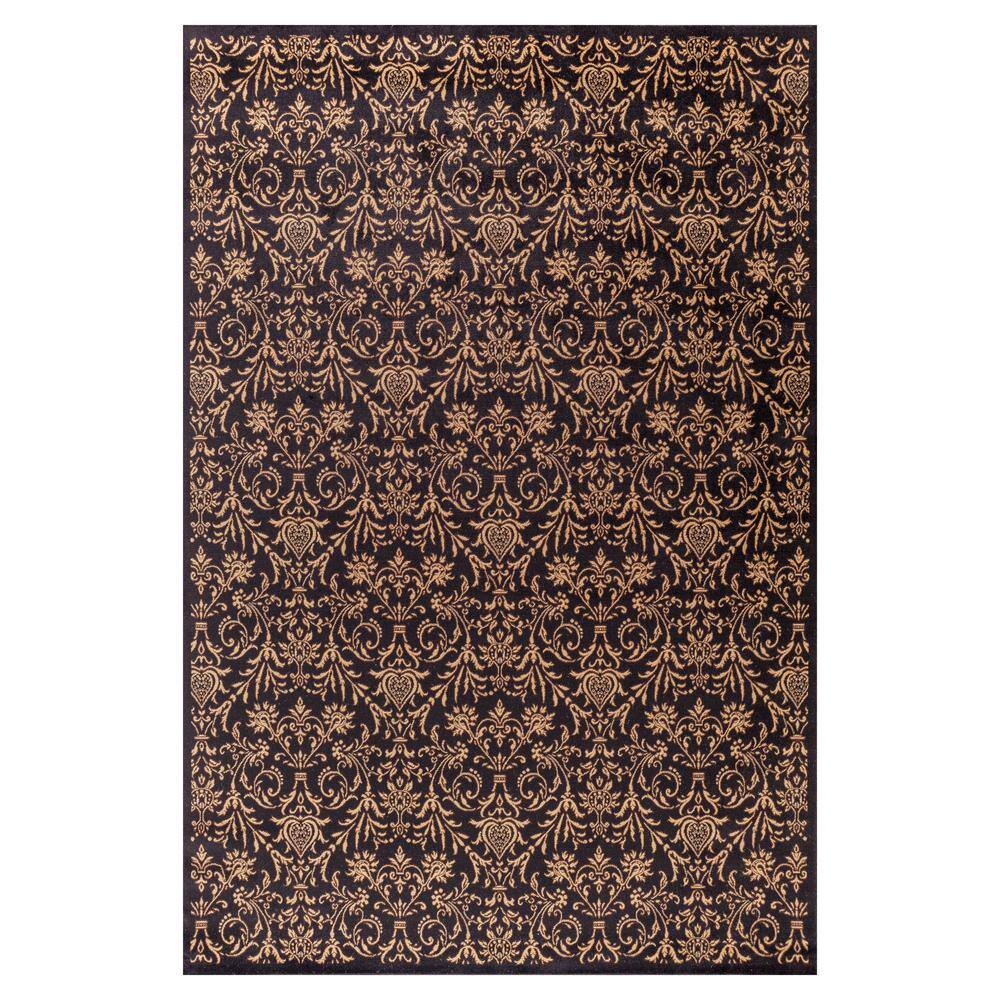 Black and Beige Synthetic Stain-resistant Rectangle Area Rug