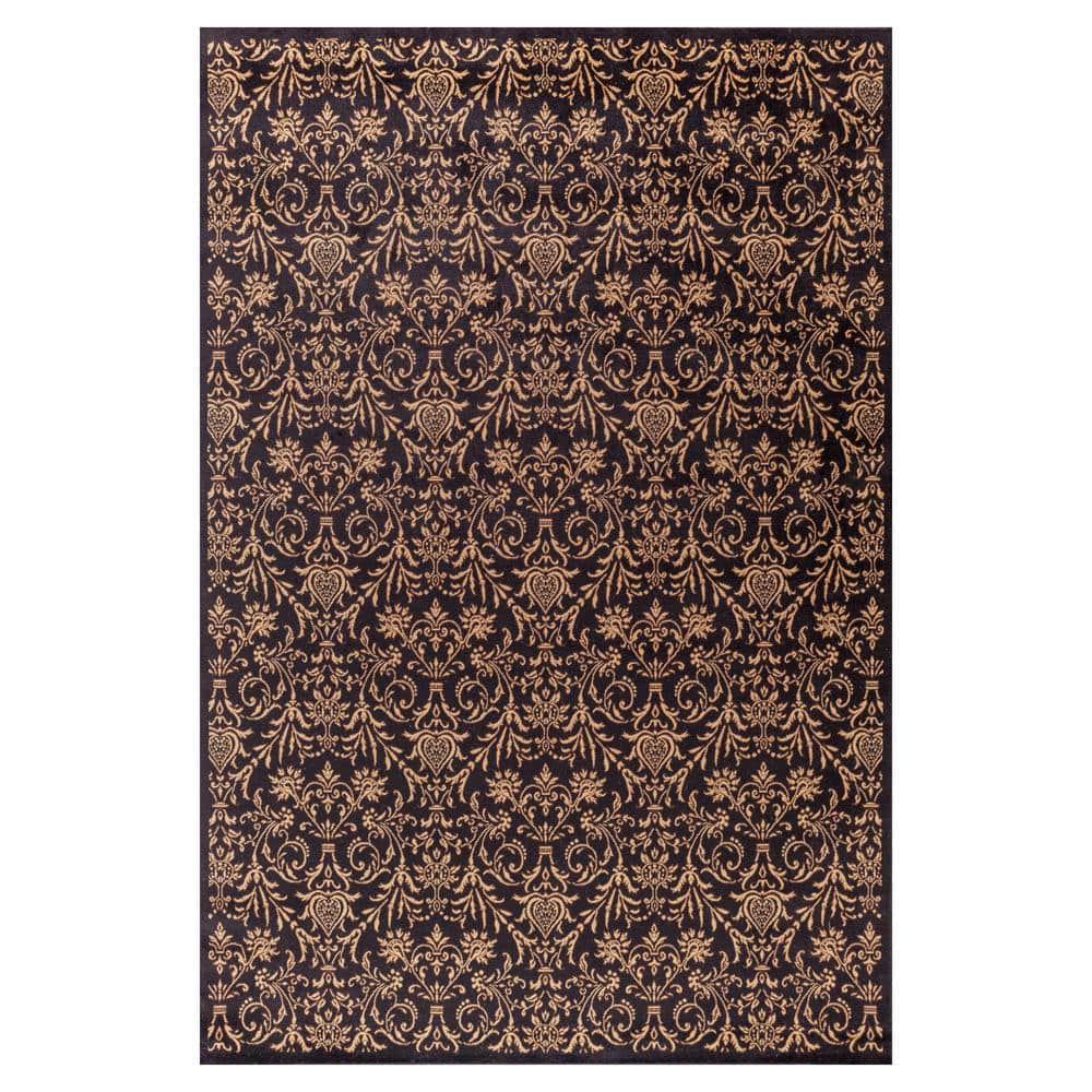 Jewel Collection Damask Black Rectangle Indoor 9 ft. 3 in. x 12 ft. 6 in. Area Rug price history on PriceWatchPro