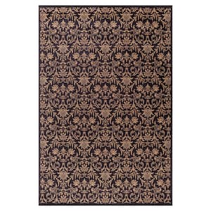 Jewel Collection Damask Black Rectangle Indoor 9 ft. 3 in. x 12 ft. 6 in. Area Rug