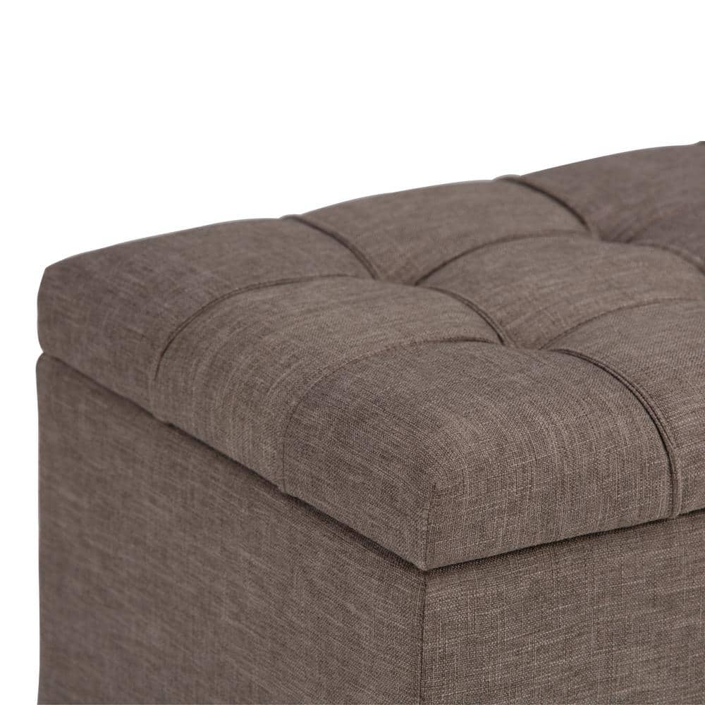 Fawn Brown Tufted Rectangular Storage Ottoman Bench