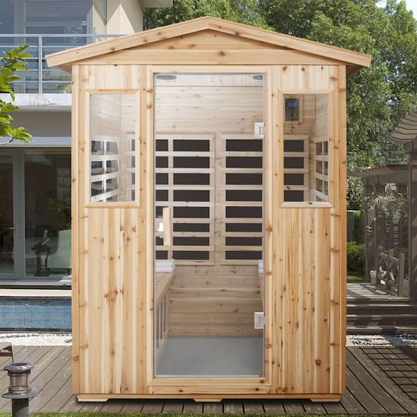 Moray 4-Person Outdoor Fir Infrared Sauna with 8 Far-Infrared Carbon Crystal Heaters and Chromotherapy