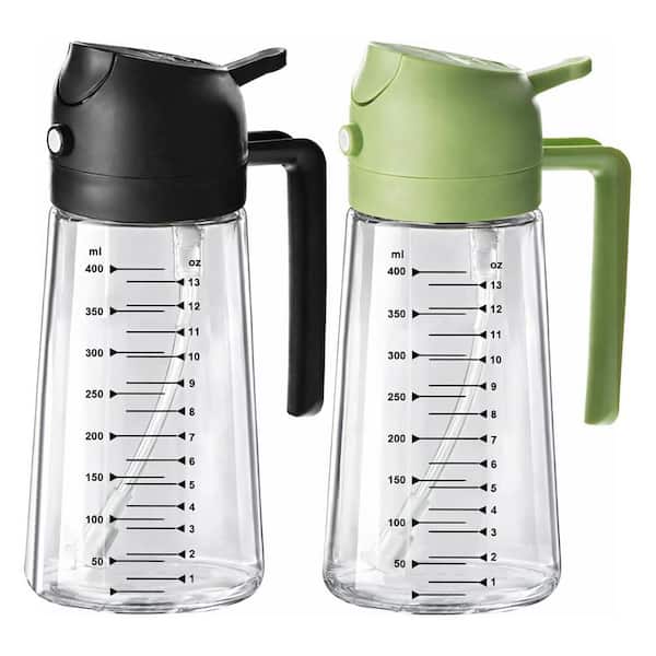 【L】 N!CE SHOP water proof set up Olive Wudkey Glass Black 2-in-1 Olive Oil Sprayer and Dispenser Bottle