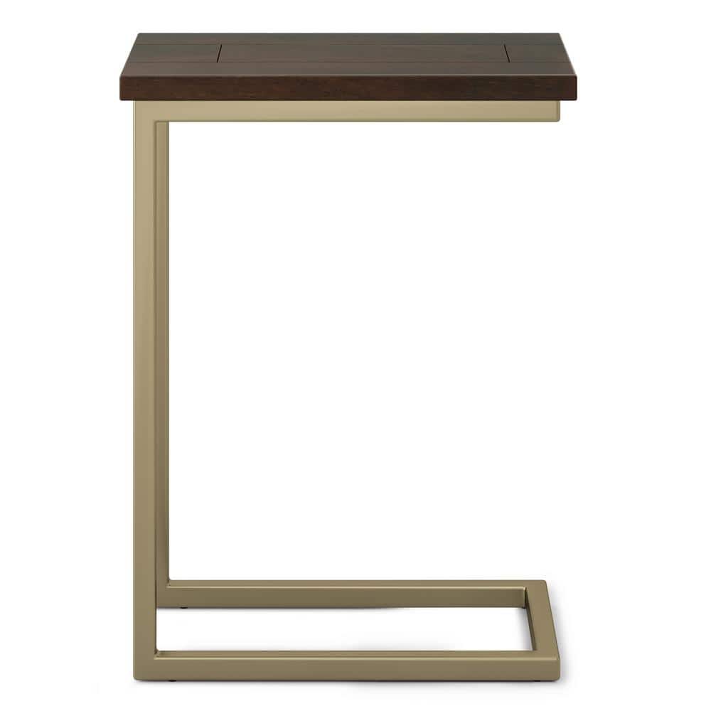Skyler Medium Brown Mango Wood and Gold Metal C Side Table