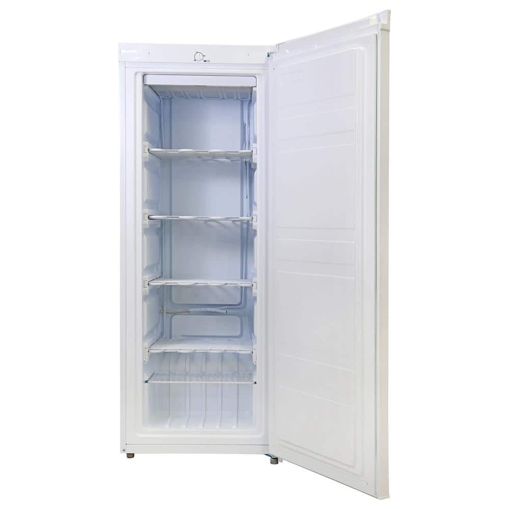 Koolatron Slim Upright Freezer, 5.3 cu. ft. (150L), White, Energy-Efficient Manual Defrost Design, Flat Back
