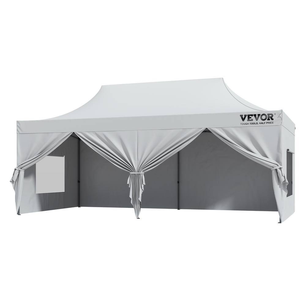 VEVOR 10x20 FT White Pop Up Canopy Tent with Removable Sidewalls