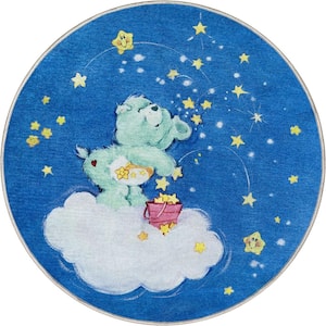 Care Bears Wishing On A Star Blue 3 ft. 11 in. Round Area Rug