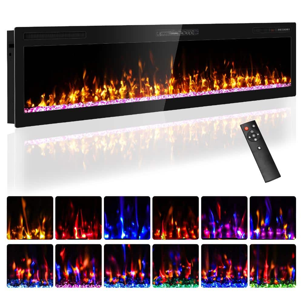 68 in. Black Recessed and Wall-Mounted Linear Electric Fireplace price history on PriceWatchPro