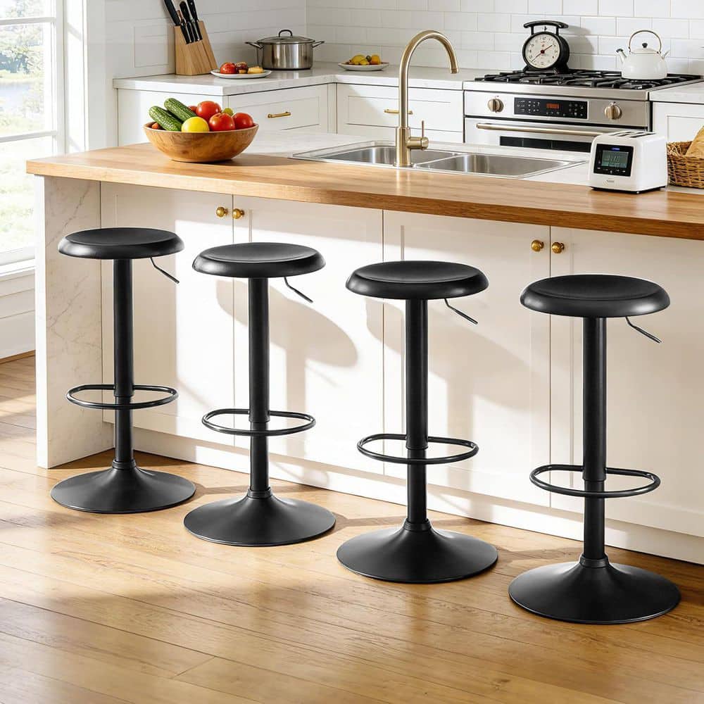 32 in. H Adjustable Black Bar Stools Set of 2, Swivel Round Metal Airlift Backless Counter Height Bar Chairs price history on PriceWatchPro