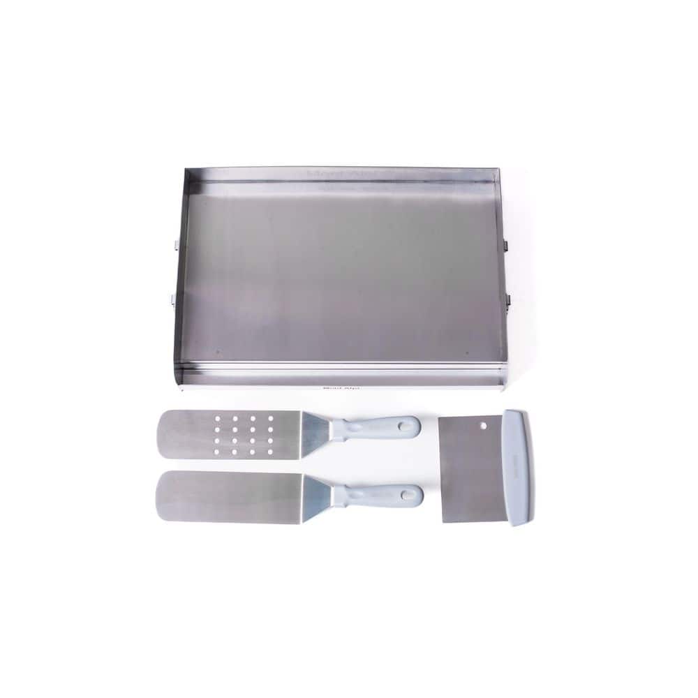 MASHP Stainless Steel Universal Outdoor Flat Top Griddle Kit with Spatula and Scraper Barbecue Grilling Set
